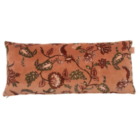 Kussen 30x70cm bloemen camel
