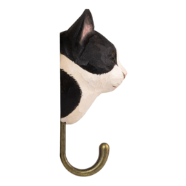 Houten haak poes zwart-wit