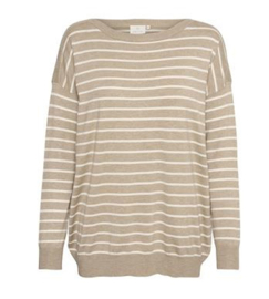 Kaffe trui Mala streep beige/off white