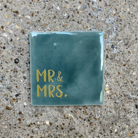 Tegeltje groen "Mr. & Mrs."