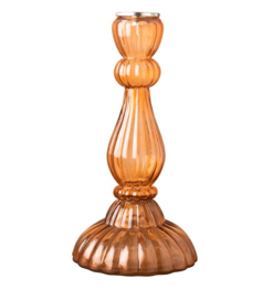 Kandelaar glas oranjeroze hoog