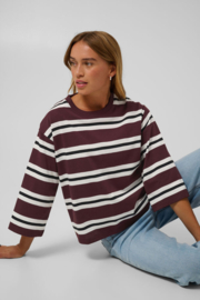 Kaffe T-shirt Winny streep bordeaux