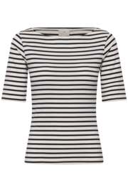 Kaffe shirt Liddy crème-blauw