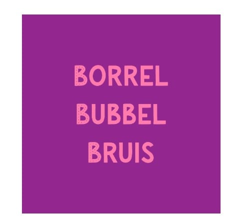 Tegeltje paars "Borrel bubbel bruis"
