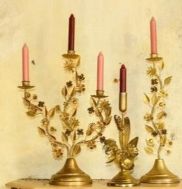 Kandelaar brass blaadjes