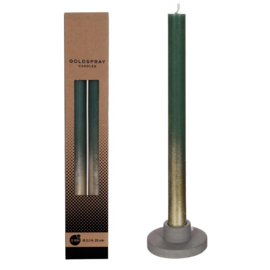 Set/2 kaarsen groen met goud