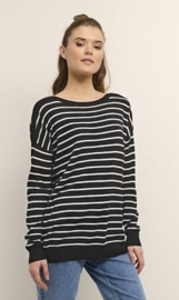 Kaffe trui Mala streep zwart/off white