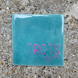 Tegeltje groen "trots op jou"