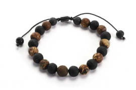 Herenarmband kralen bruin