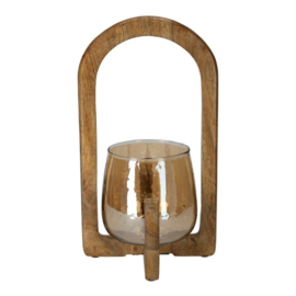 Lantaarn hout met glas