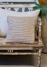 Kussen naturel jute met strepen