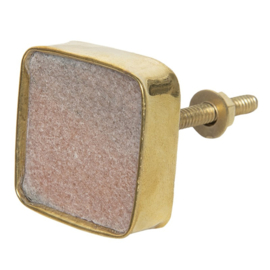 Knop Q29 roze steen met goud