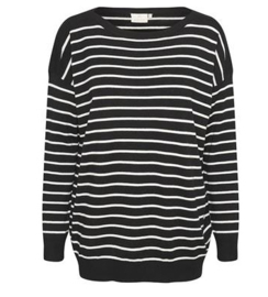 Kaffe trui Mala streep zwart/off white
