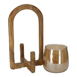 Lantaarn hout met glas