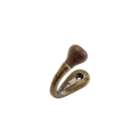 Haakje brass met houten knop