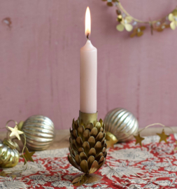Kaarsenhouder dennenappel brass