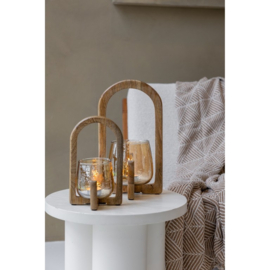 Lantaarn hout met glas