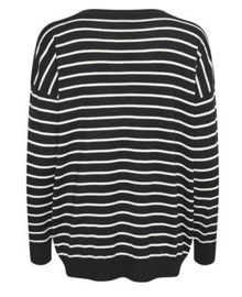 Kaffe trui Mala streep zwart/off white