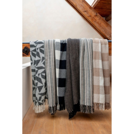 Plaid zwart motief franjes