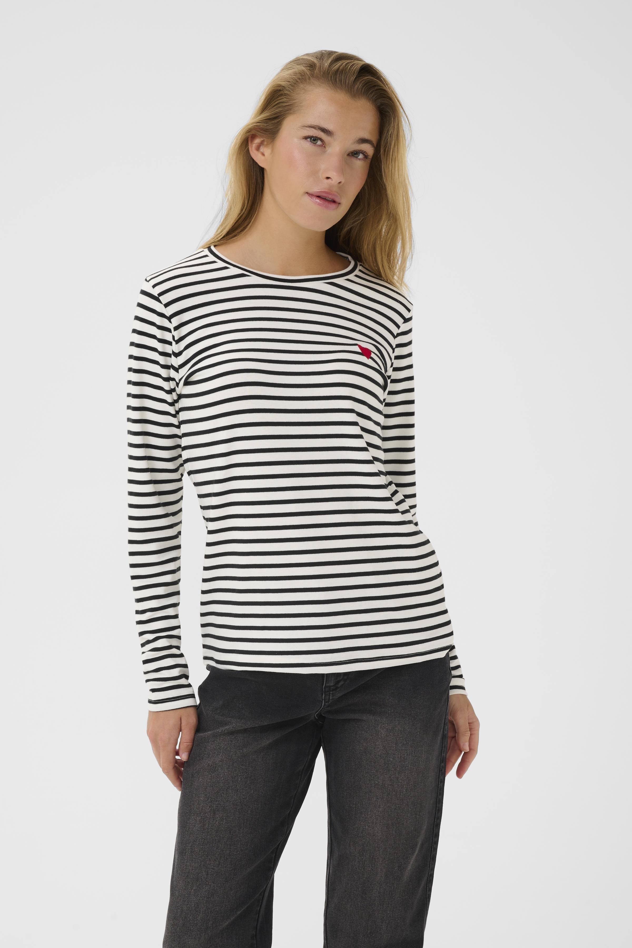 Kaffe t-shirt Liddy crème/zwart