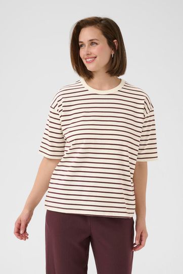 Kaffe T-shirt Winny streep bordeaux
