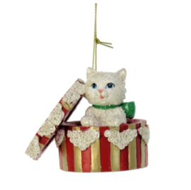 Ornament kat in cadeaudoosje