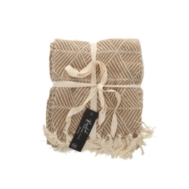 Plaid zand met franjes