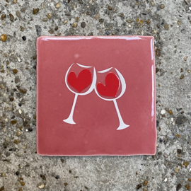 Tegeltje roze “proost”