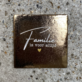 Tegeltje goud "Familie is voor altijd”