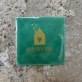 Tegeltje groen "Happy new home"