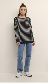 Kaffe trui Mala streep zwart/off white