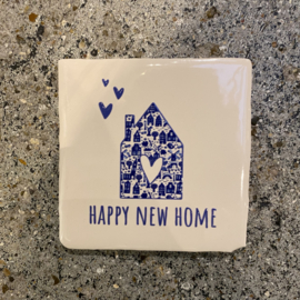 Tegeltje Delfts blauw “happy new home”