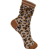 Glittersokken leopard bruin