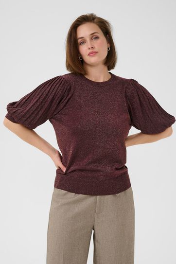 Kaffe top Regina bordeaux glitter