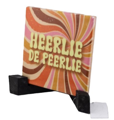 Tegeltje oranje  "heerlie de peerlie"
