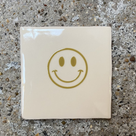 Tegeltje crème smiley