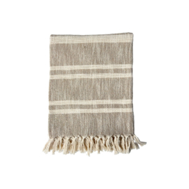 Plaid naturel met franjes