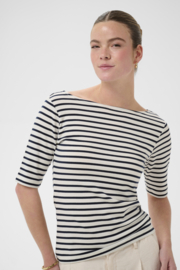 Kaffe shirt Liddy crème-blauw