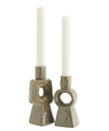 Kandelaar stoneware taupe