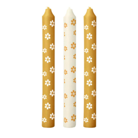 Set/3 kaarsen met bloemetjes