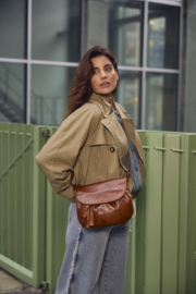 Crossbodybag met klep cognac