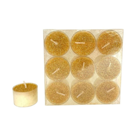 Waxinelichtjes goud set/9