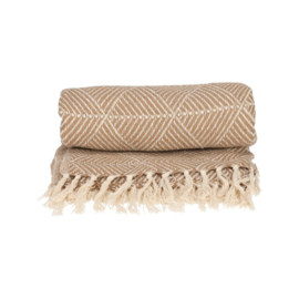 Plaid zand met franjes
