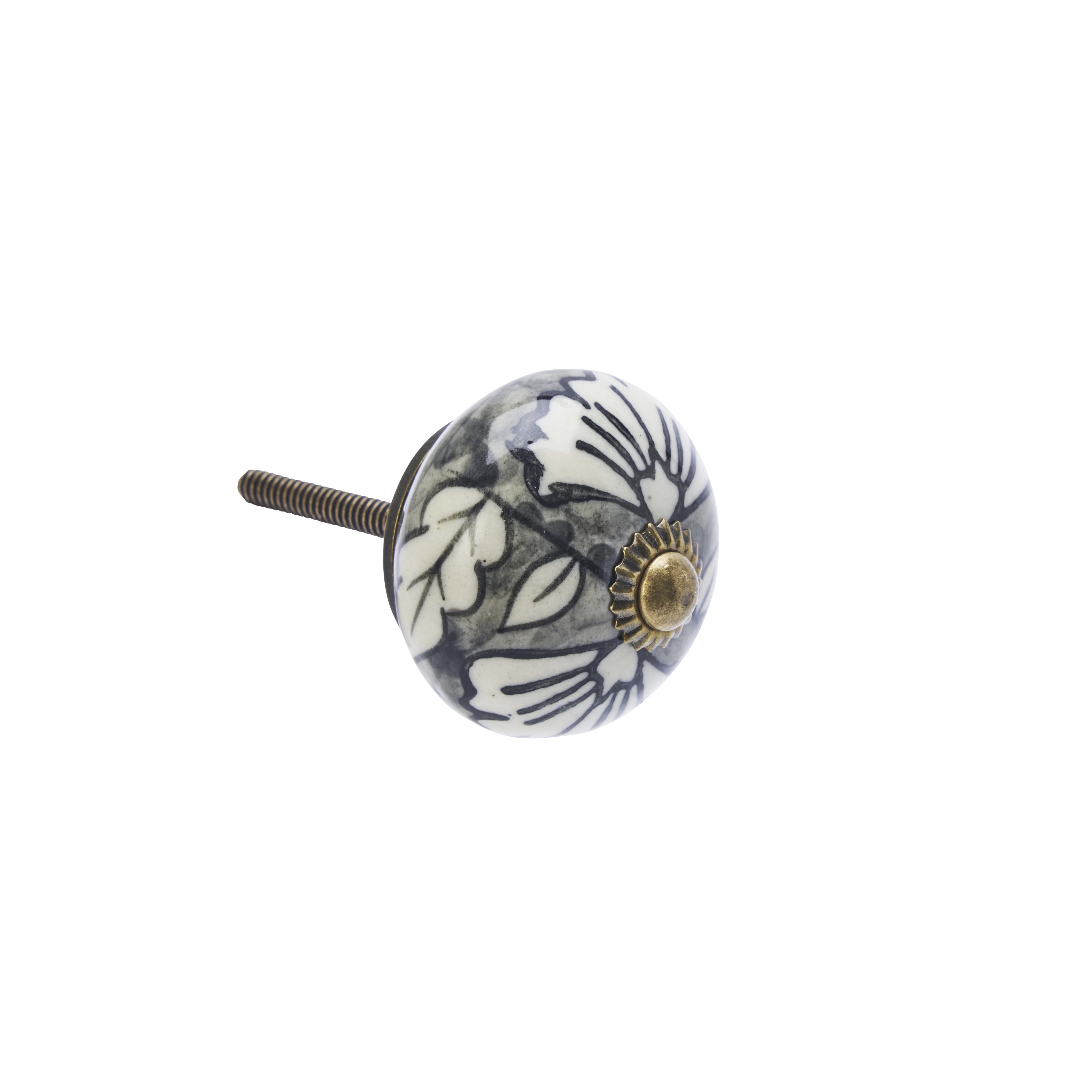 Knop Q75 grijs/ wit
