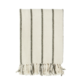 Plaid XL offwhite met groene streep