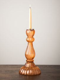 Kandelaar glas oranjeroze hoog