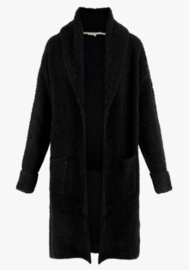 Zusss lang bouclé vest zwart