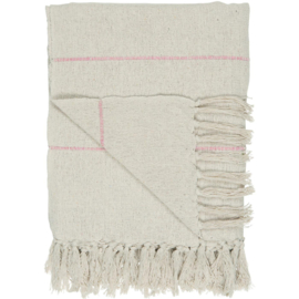 Plaid crème met roze strepen