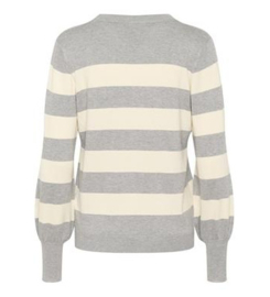 Kaffe top Lizza streep grijs /ecru