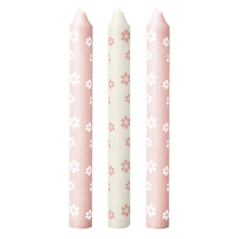 Set/3 kaarsen met bloemetjes